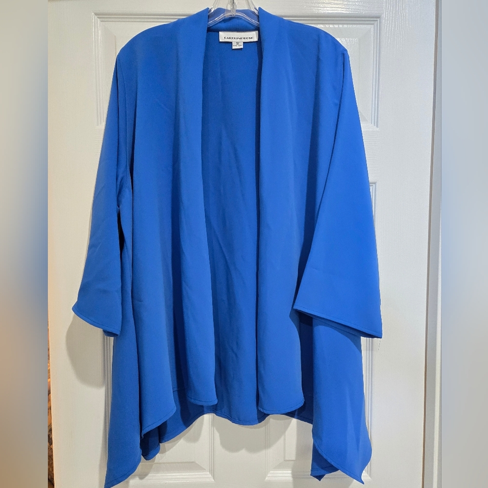 Caroline Rose Blue Drape Waterfall Cardigan NWT Size 1X